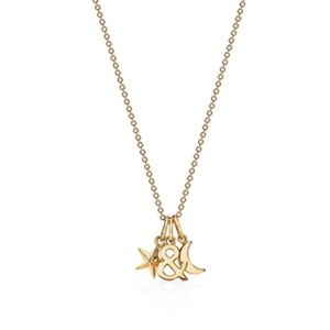NWOT Tiffany & Co Stars & Moon 18k Yellow Gold Necklace